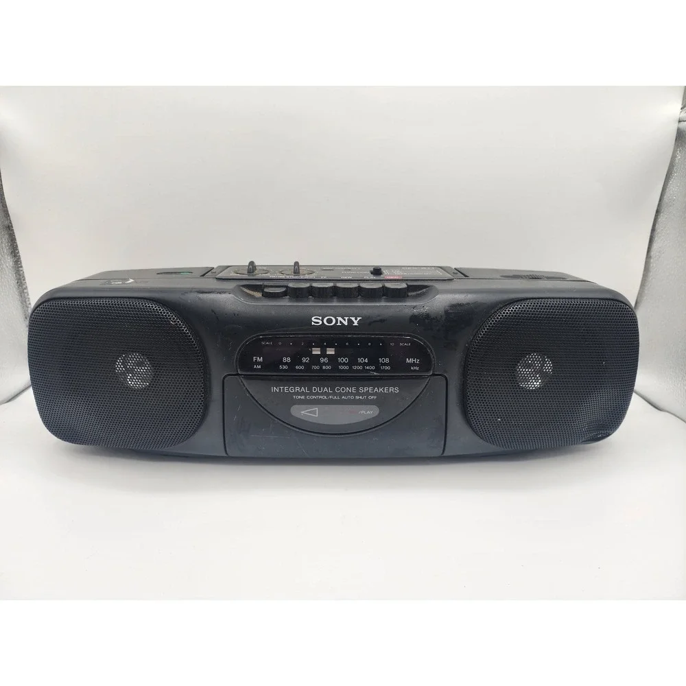 Sony Radio Cassette Corder Boombox AM/FM Dual Cone Speakers Black